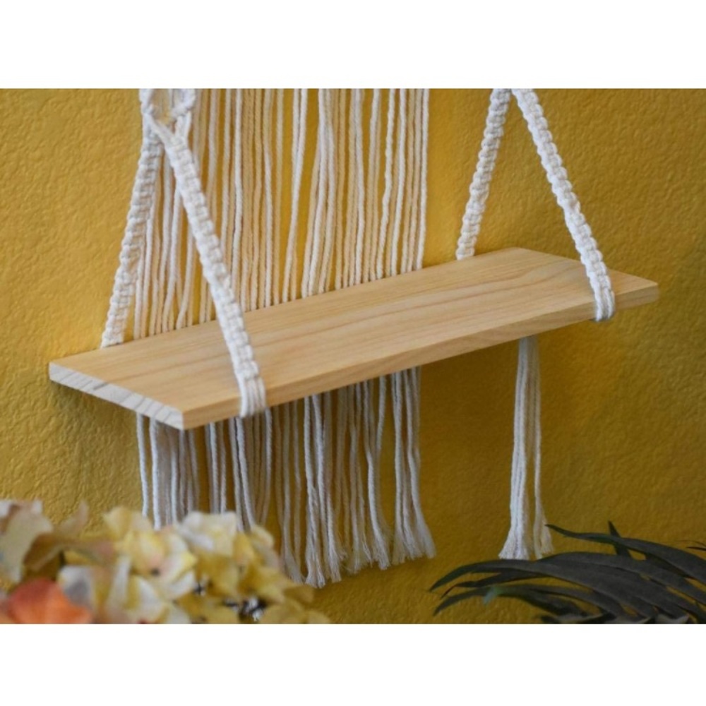 Macrame Shelf Braided Bohemian Living Room/Bedroom/Dorm Indie Hippie Home Decor - Picture 7 of 8